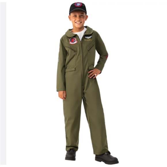 TOP GUN MAVERICK GREEN FLIGHT SUIT CHILD COSTUME SIZE MEDIUM 🌟NWOT🌟 - Picture 1 of 16